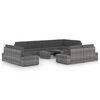 vidaXL 10 pcs conjunto lounge de jardim c/ almofad&otilde;es vime PE cinzento