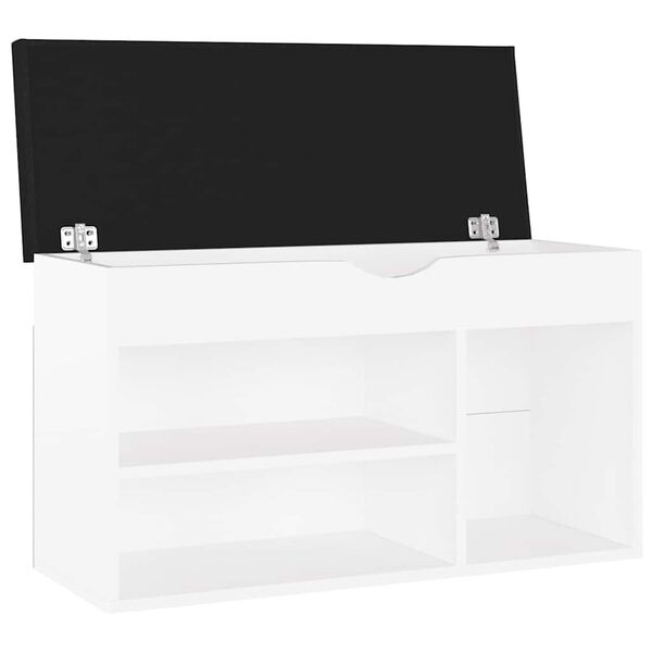 vidaXL Banco sapateira + almofad&atilde;o 80x30x47 cm contraplacado branco