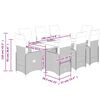 vidaXL 9 pcs conjunto bistr&ocirc; de jardim c/ almofad&otilde;es vime PE castanho