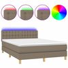 vidaXL Cama box spring colch&atilde;o/LED 140x190cm tecido cinza-acastanhado