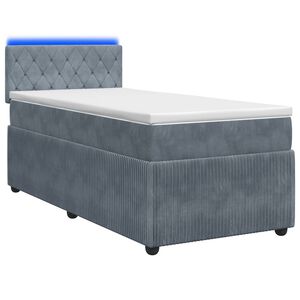 vidaXL Cama Box Spring com Colch&atilde;o e LED Cinzento-Escuro 90 x 190 cm