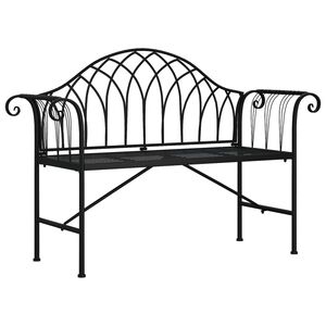 vidaXL Banco de jardim de 2 lugares 128 cm a&ccedil;o preto