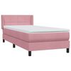 vidaXL Cama com molas/colch&atilde;o 100x210 cm veludo rosa