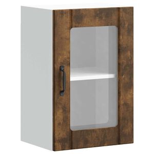 vidaXL Arm&aacute;rio de parede de cozinha porta vidro Lucca carvalho fumado