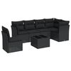 vidaXL 7 pcs conjunto de sof&aacute;s p/ jardim c/ almofad&otilde;es vime PE preto