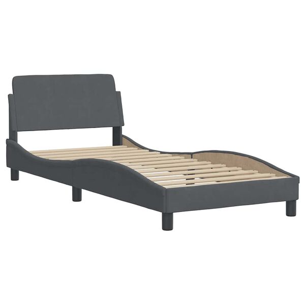 vidaXL Estrutura de cama Dover 90x200 cm veludo cinzento-escuro