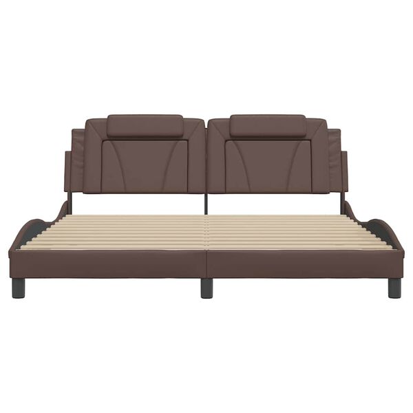 vidaXL Estrutura de cama Viana sem colch&atilde;o 180x200cm couro artificial castanho