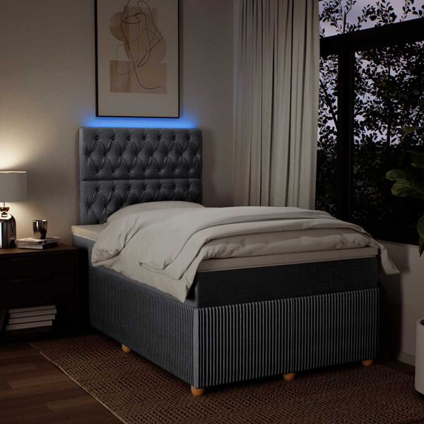 vidaXL Cama boxspring com colch&atilde;o 120x190 cm tecido cinzento-claro