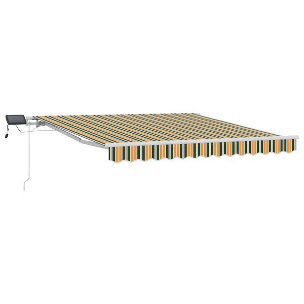 vidaXL Toldo Retr&aacute;til Manual Verde e amarelo 300 x 250 cm Tecido e A&ccedil;o