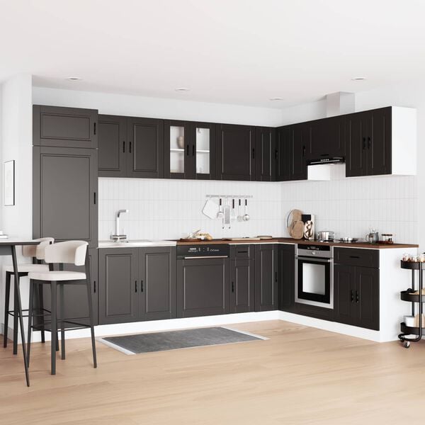 vidaXL Gabinete Base para Pia com porta Porto Preto 80 x 46 x 81,5 cm