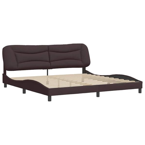 vidaXL Estrutura de cama sem colch&atilde;o Hvar 200x200 cm tecido castanho-escuro