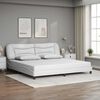 vidaXL Estrutura de cama sem colch&atilde;o Hvar couro artificial 200x200 cm branco