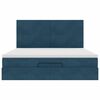 vidaXL Estrutura de cama otomana com colch&atilde;o azul escuro veludo