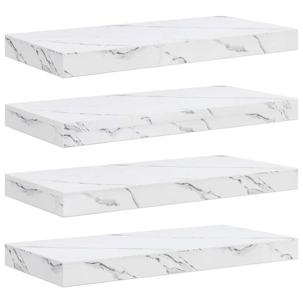 vidaXL Prateleira de Parede 4 pcs M&aacute;rmore Branco 50 x 23,5 x 4 cm