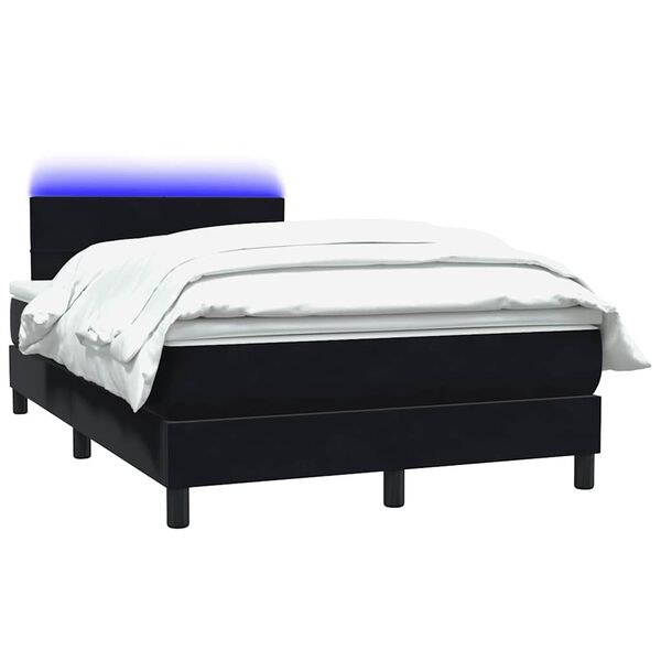 vidaXL Cama box spring c/ colch&atilde;o e LED 120x210 cm veludo preto