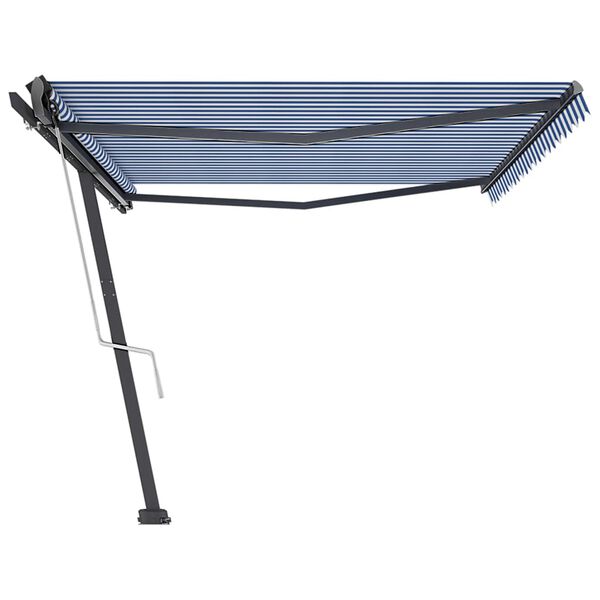 vidaXL Toldo autom&aacute;tico independente 500x350 cm azul e branco
