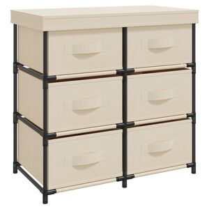 vidaXL Arm&aacute;rio de arruma&ccedil;&atilde;o com 6 gavetas 55x29x55 cm a&ccedil;o cor creme