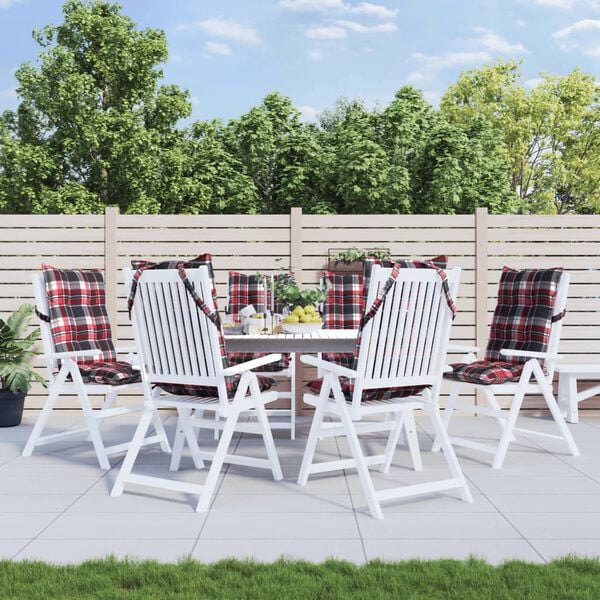 vidaXL Almofad&otilde;es cadeira encosto alto 6 pcs oxford xadrez vermelho