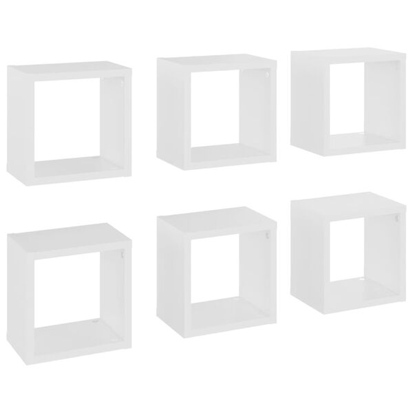 vidaXL Prateleiras de parede em forma de cubo 6 pcs 22x15x22 cm branco