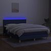 vidaXL Cama box spring c/ colch&atilde;o e LED 140x190 cm tecido azul