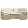 vidaXL Conjunto de Sof&aacute;s 4 unid. Bege e Creme vime PE