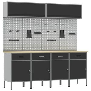 vidaXL Conjunto de Arm&aacute;rios de Trabalho com gaveta 10 unid. Preto