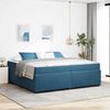 vidaXL Estrutura da Cama com colch&atilde;o Azul Escuro 200 x 200 cm tecido