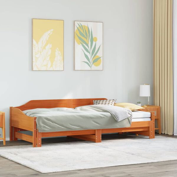 vidaXL Sof&aacute;-cama com gavet&atilde;o 80x200 cm madeira de pinho castanho cera