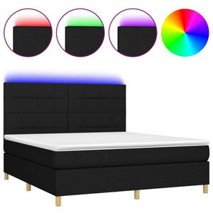 vidaXL Cama box spring c/ colch&atilde;o e LED 180x200 cm tecido preto