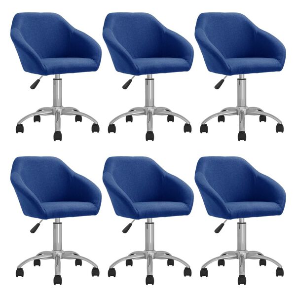 vidaXL Cadeiras de jantar girat&oacute;rias 6 pcs tecido azul