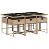vidaXL 7 pcs conj. jantar jardim c/ almofad&otilde;es vime PE bege misturado