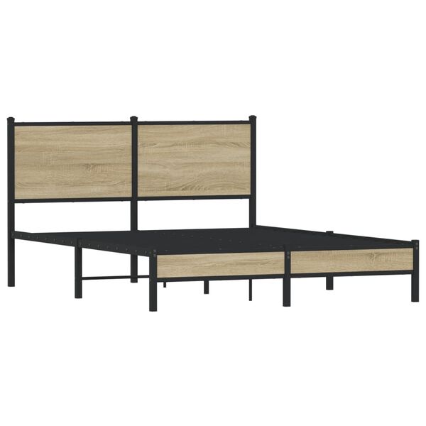 vidaXL Estrutura de cama sem colchão 140x200 cm metal carvalho sonoma