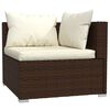 vidaXL 5 pcs conjunto lounge jardim c/ almofadões vime PE castanho