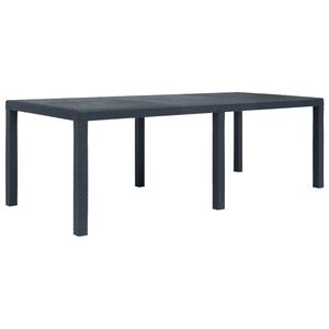 vidaXL Mesa de jardim 220x90x72cm pl&aacute;stico antracite c/ aspeto de vime