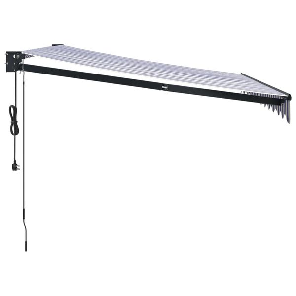 vidaXL Toldo retrátil automático 3x2,5 m azul e branco