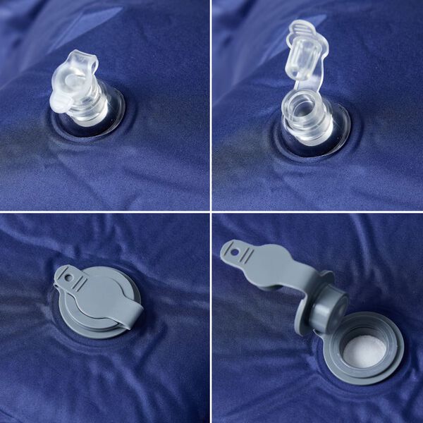 vidaXL Colch&atilde;o campismo autoinsufl&aacute;vel c/ almofada 1 p. azul-marinho