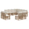 vidaXL Conjunto de Sof&aacute;s para Exterior 11 unid. Natural e Branco Creme