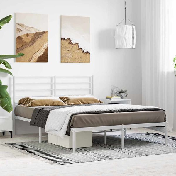 vidaXL Estrutura de cama com cabeceira 120x190 cm metal branco