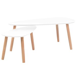 vidaXL Conjunto mesas de centro 2 pcs pinho maci&ccedil;o branco