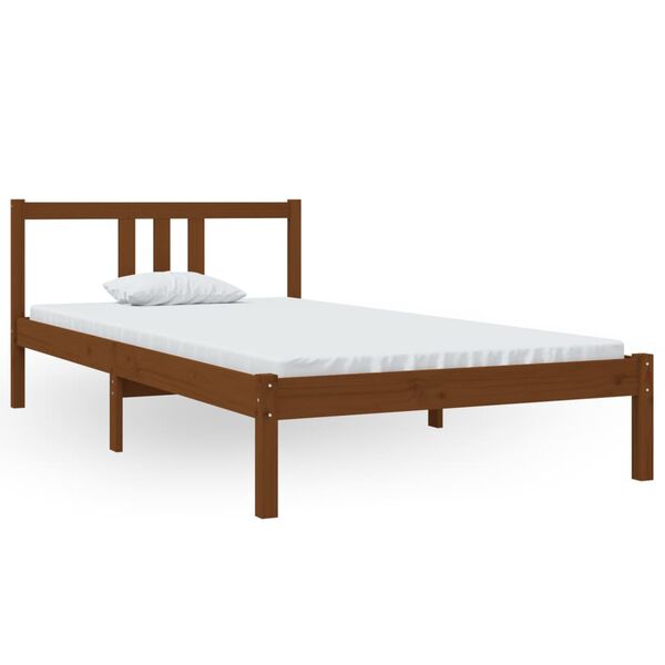 vidaXL Estrutura de cama 100x200 cm madeira maci&ccedil;a castanho mel
