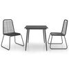 vidaXL 3 pcs conjunto de jantar para jardim vime de PVC preto