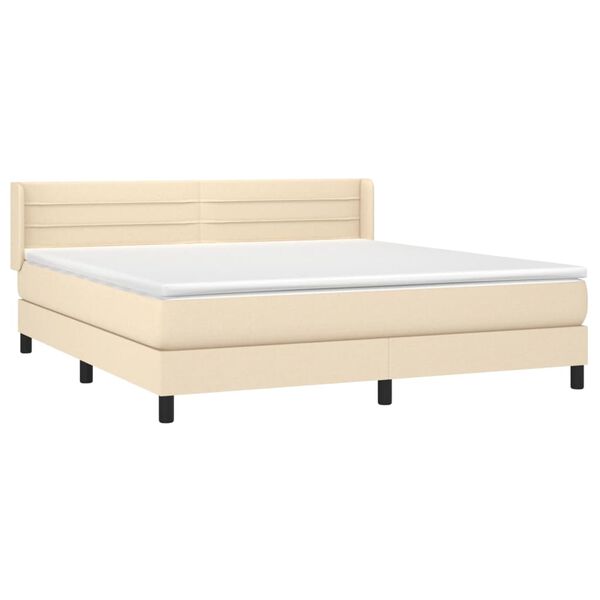 vidaXL Cama com molas/colch&atilde;o 160x200 cm tecido cor creme