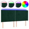 vidaXL Cabeceira de cama c/ LED veludo 183x16x118/128 cm verde-escuro