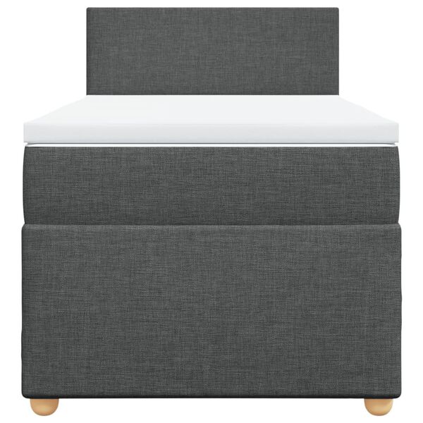 vidaXL Cama box spring com colchão solteiro tecido cinzento-escuro
