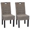 vidaXL Cadeiras de jantar, 2 pcs, vime Kubu e madeira de mangueira