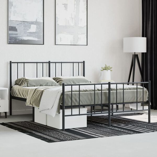 vidaXL Estrutura de cama com cabeceira e p&eacute;s 120x190 cm metal preto