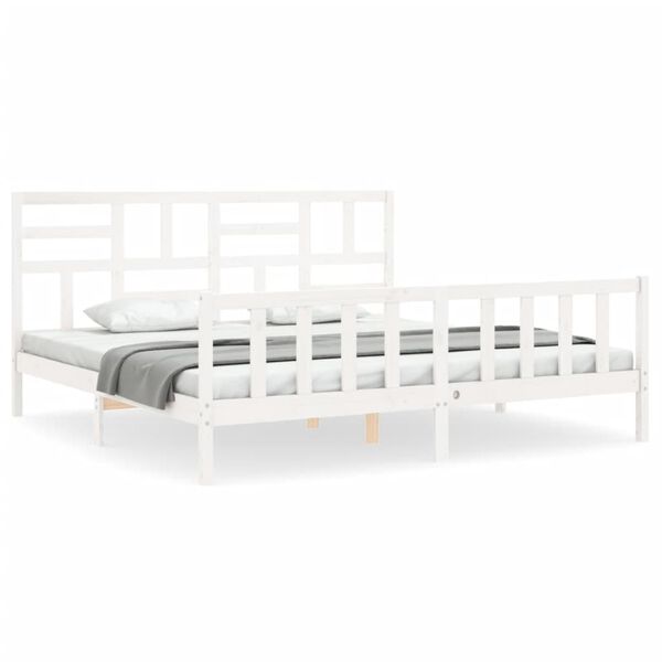 vidaXL Estrutura cama Super King Size c/ cabeceira madeira branco