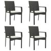 vidaXL Cadeiras de jardim com almofad&otilde;es 4 pcs vime PE preto