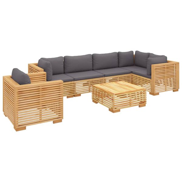 vidaXL 7 pcs conjunto lounge jardim c/ almofad&otilde;es madeira teca maci&ccedil;a