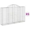 vidaXL Cestos gabi&atilde;o arqueados 5pcs 200x30x120/140cm ferro galvanizado